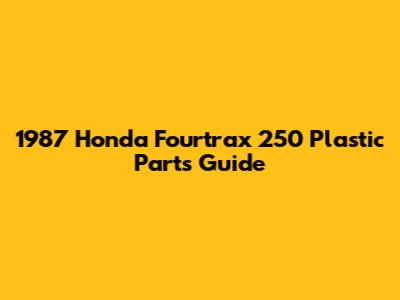 1987 Honda Fourtrax 250 Plastic Parts Guide