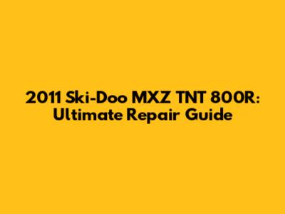 2011 Ski-Doo MXZ TNT 800R: Ultimate Repair Guide