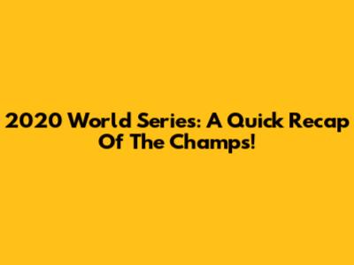 2020 World Series: A Quick Recap Of The Champs!