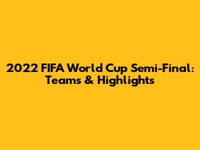 2022 FIFA World Cup Semi-Final: Teams & Highlights