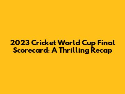 2023 Cricket World Cup Final Scorecard: A Thrilling Recap