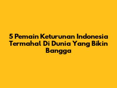 5 Pemain Keturunan Indonesia Termahal Di Dunia Yang Bikin Bangga
