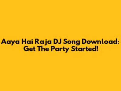 Aaya Hai Raja DJ Song Download: Get The Party Started!