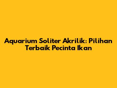 Aquarium Soliter Akrilik: Pilihan Terbaik Pecinta Ikan