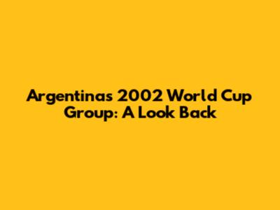 Argentina's 2002 World Cup Group: A Look Back