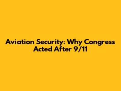 Aviation Security: Why Congress Acted After 9/11