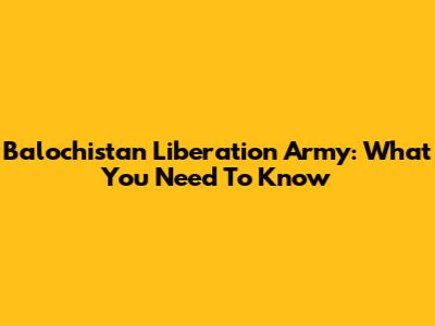 Balochistan Liberation Army: What You Need To Know