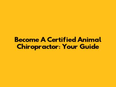 Become A Certified Animal Chiropractor: Your Guide