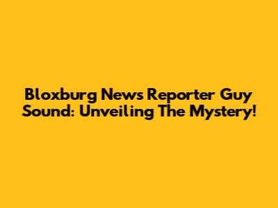 Bloxburg News Reporter Guy Sound: Unveiling The Mystery!