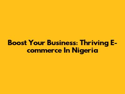Boost Your Business: Thriving E-commerce In Nigeria