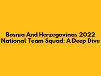 Bosnia And Herzegovina's 2022 National Team Squad: A Deep Dive