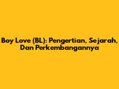Boy Love (BL): Pengertian, Sejarah, Dan Perkembangannya