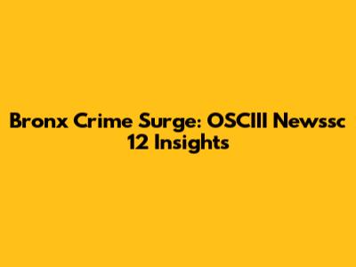 Bronx Crime Surge: OSCIII Newssc 12 Insights