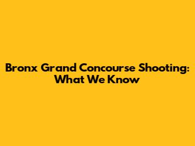 Bronx Grand Concourse Shooting: What We Know