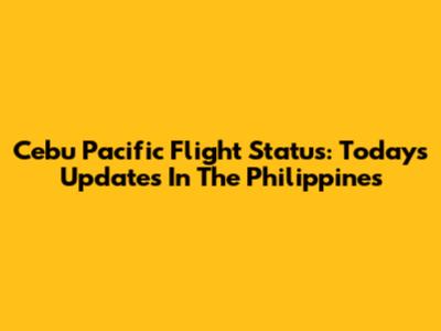 Cebu Pacific Flight Status: Today's Updates In The Philippines