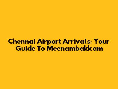 Chennai Airport Arrivals: Your Guide To Meenambakkam