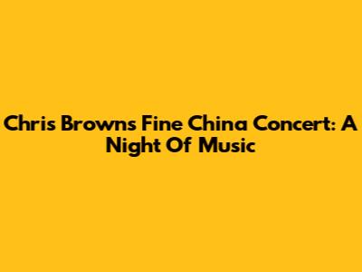 Chris Brown's Fine China Concert: A Night Of Music