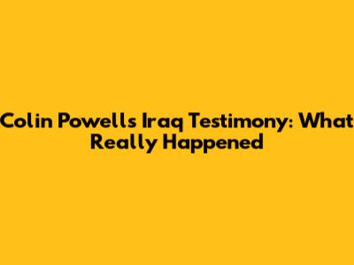 Colin Powell's Iraq Testimony: What Really Happened