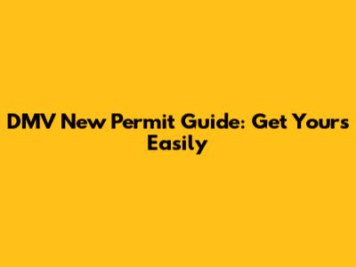 DMV New Permit Guide: Get Yours Easily