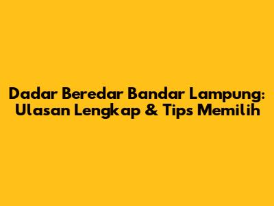 Dadar Beredar Bandar Lampung: Ulasan Lengkap & Tips Memilih