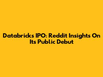 Databricks IPO: Reddit Insights On Its Public Debut