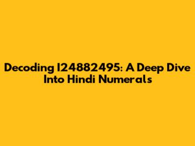 Decoding I24882495: A Deep Dive Into Hindi Numerals