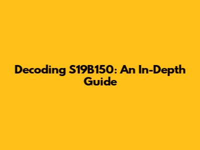 Decoding S19B150: An In-Depth Guide
