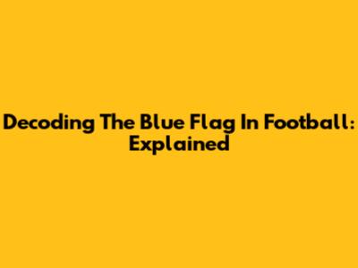 Decoding The Blue Flag In Football: Explained