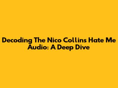 Decoding The Nico Collins Hate Me Audio: A Deep Dive