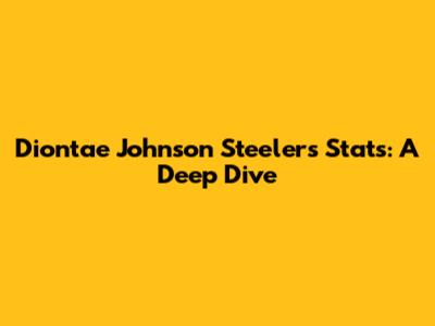 Diontae Johnson Steelers Stats: A Deep Dive