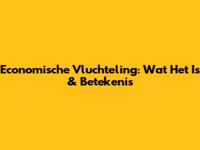 Economische Vluchteling: Wat Het Is & Betekenis