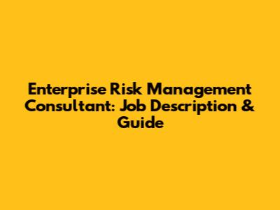 Enterprise Risk Management Consultant: Job Description & Guide
