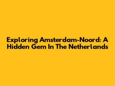 Exploring Amsterdam-Noord: A Hidden Gem In The Netherlands
