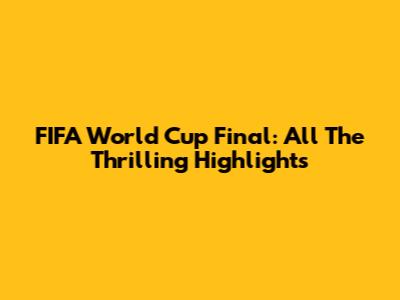 FIFA World Cup Final: All The Thrilling Highlights