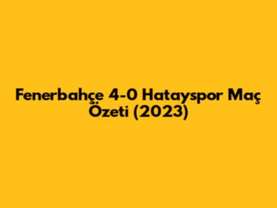 Fenerbahçe 4-0 Hatayspor Maç Özeti (2023)
