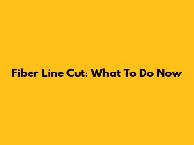 Fiber Line Cut: What To Do Now