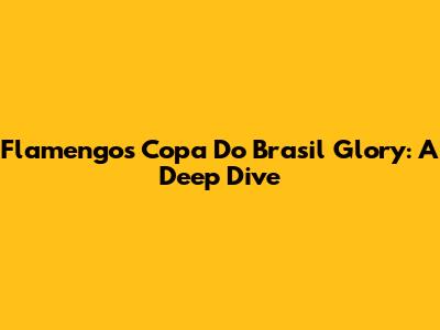 Flamengo's Copa Do Brasil Glory: A Deep Dive