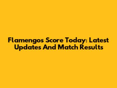 Flamengo's Score Today: Latest Updates And Match Results