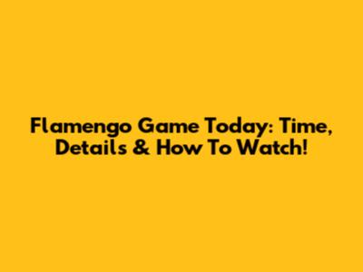 Flamengo Game Today: Time, Details & How To Watch!