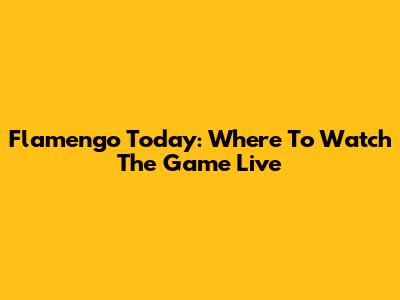 Flamengo Today: Where To Watch The Game Live