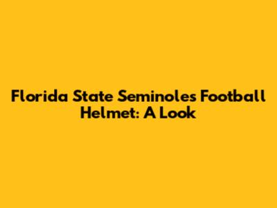 Florida State Seminoles Football Helmet: A Look