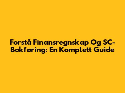 Forstå Finansregnskap Og SC-Bokføring: En Komplett Guide