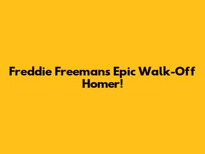 Freddie Freeman's Epic Walk-Off Homer!