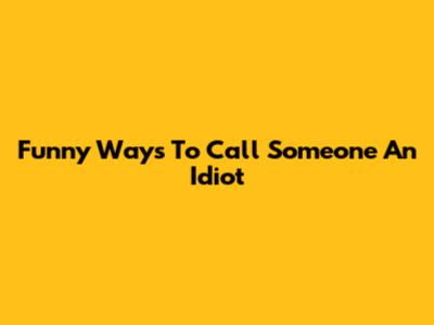 Funny Ways To Call Someone An Idiot