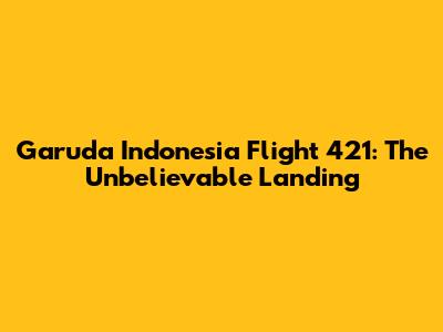 Garuda Indonesia Flight 421: The Unbelievable Landing