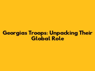 Georgia's Troops: Unpacking Their Global Role