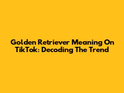Golden Retriever Meaning On TikTok: Decoding The Trend