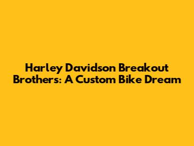 Harley Davidson Breakout Brothers: A Custom Bike Dream