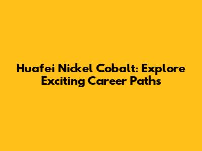 Huafei Nickel Cobalt: Explore Exciting Career Paths