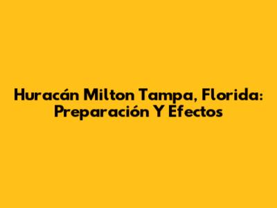 Huracán Milton Tampa, Florida: Preparación Y Efectos
